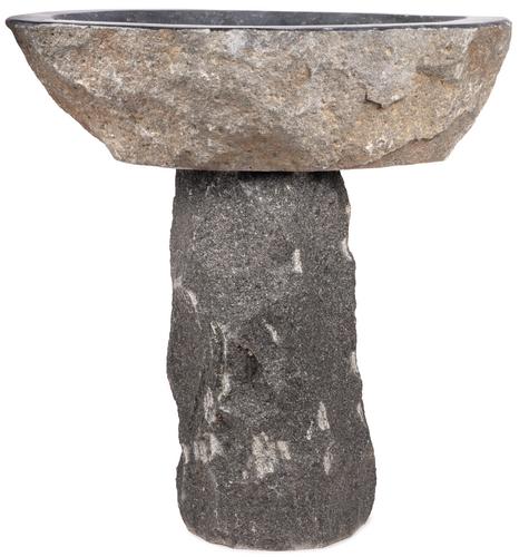 Kamenné napájadlo s podstavou tmavé, D30 cm, V20 cm